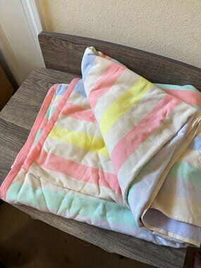 Sun Squad Jumbo Beach Towel 60 x 72 100% Cotton Rainbow Striped OEKO-TEX